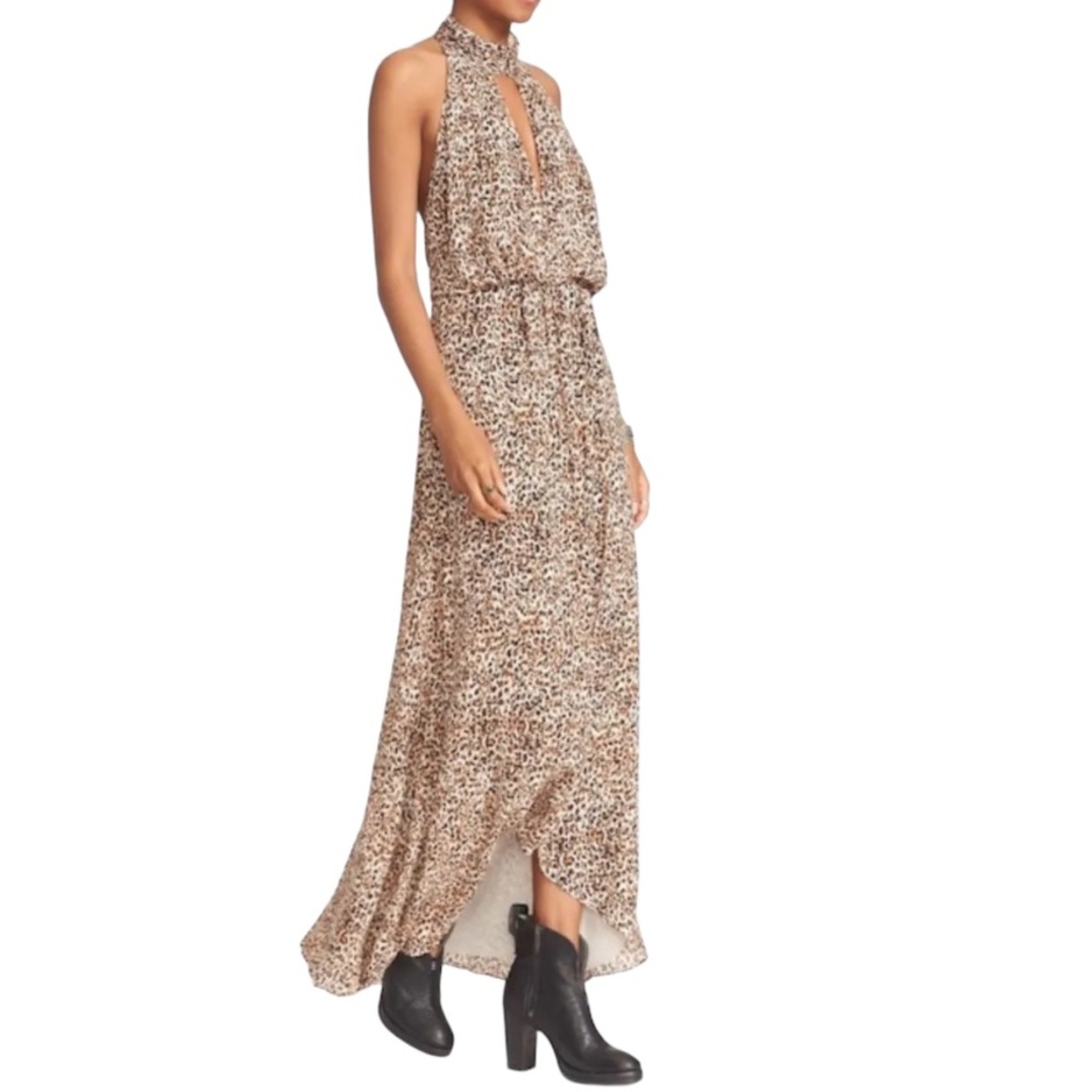 FREE PEOPLE Animal Instincts Flowy High Neck Sleeveless Dress, Black Combo, Sz 4 - Picture 2 of 10